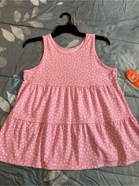 NWTS Girls wonder nation Pink Polka Dot Tiered Swing Tank Top Sz XXL 18